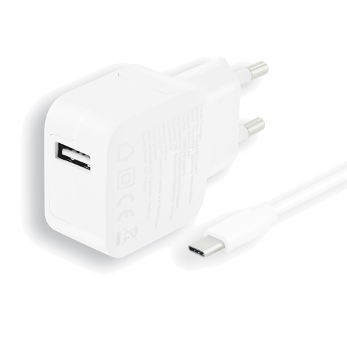 Key Power 2.4A seinälaturi + USB-A to USB-C 2.0 -kaapeli 1M